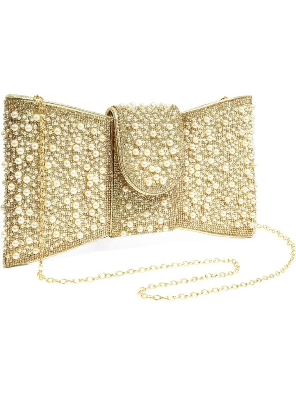 Elegant Pearl Rhinestone Bow Clutch - Perfect for Weddings, Prom & Cocktail